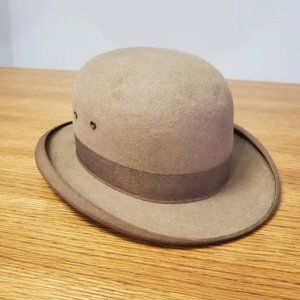 Vintage The Crofut and Knapp Co Derby Homburg Bowler Hat Tan Brown